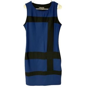 Anatomie Patty Pattern Dress Shift Colorblock black blue large